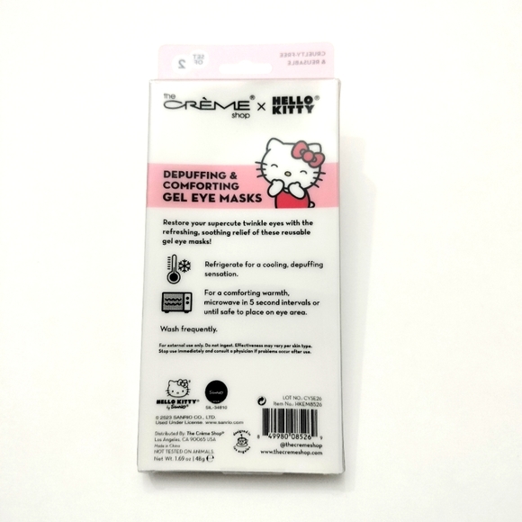 Hello Kitty Creme Shop Reusable Gel Eye Masks 2 Pack, NEW - Picture 4 of 4